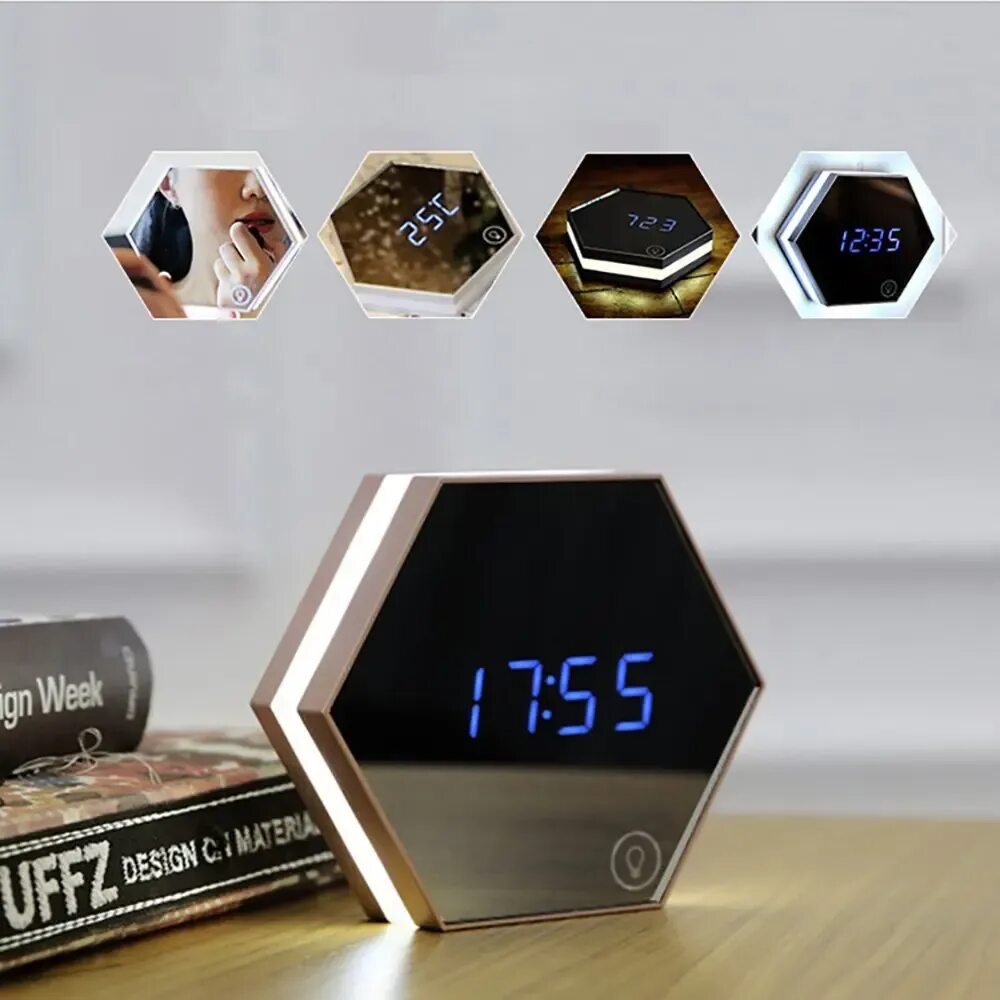 Настольные на алиэкспресс. Часы led Mirror Clock. Светильник с часами. Цифровые настольные часы с лампой. OLED часы настольные.