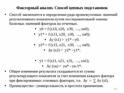 Рентабельность метод подстановок