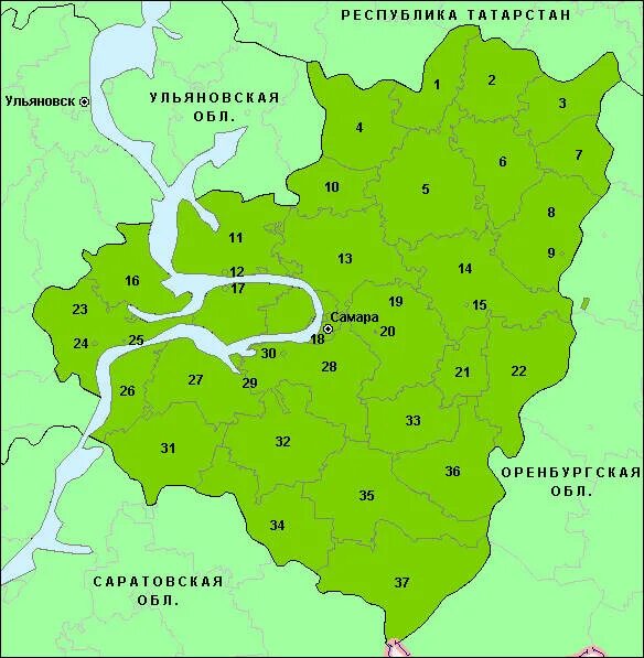 Карта самарской области с городами