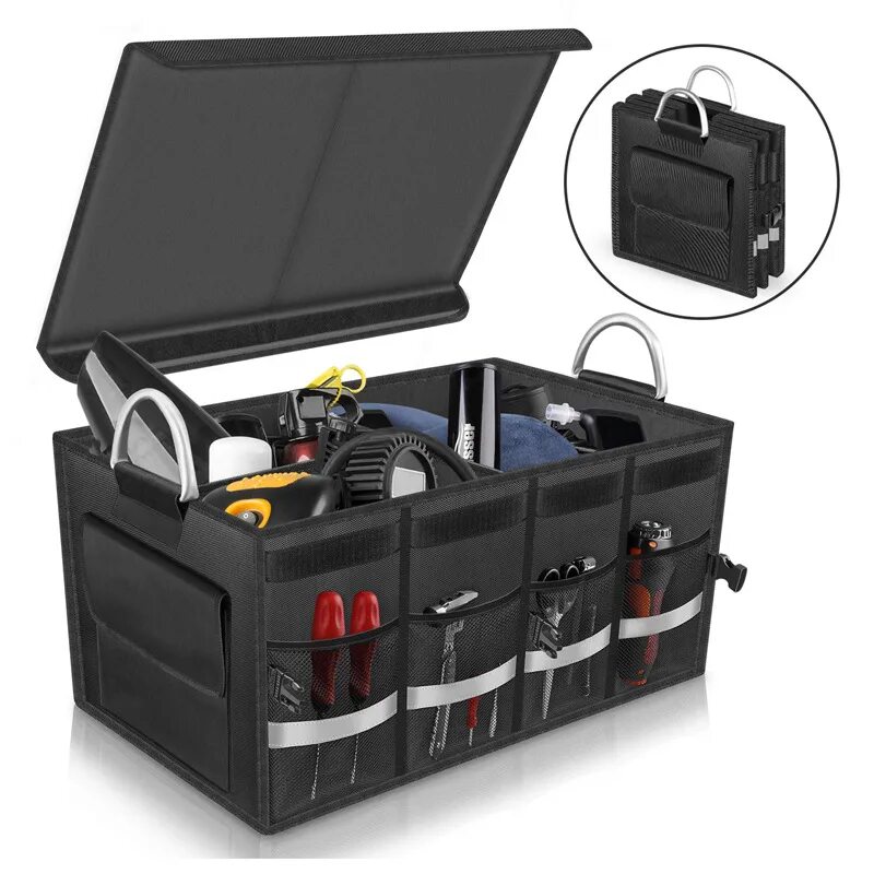 Инструмент в багажник автомобиля. Oasser Trunk Organizer Cargo Organizer Trunk Storage. Ящик для инструментов в машину. Ящик в багажник автомобиля. Органайзер для автомобиля.