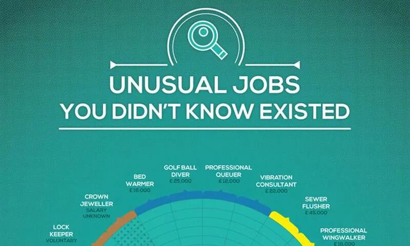 You didn t know текст. Unusual jobs. The most unusual jobs. Карьера инфографика. Необычные jobs.