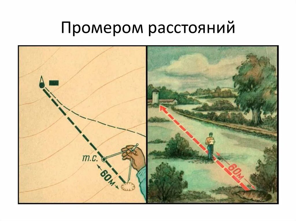 Ориентирование по карте. Измерения на местности. Измерение расстояния шагами. Точечные ориентиры на местности. Определения местоположения на местности