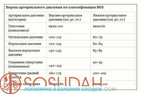 Артерии давление норма