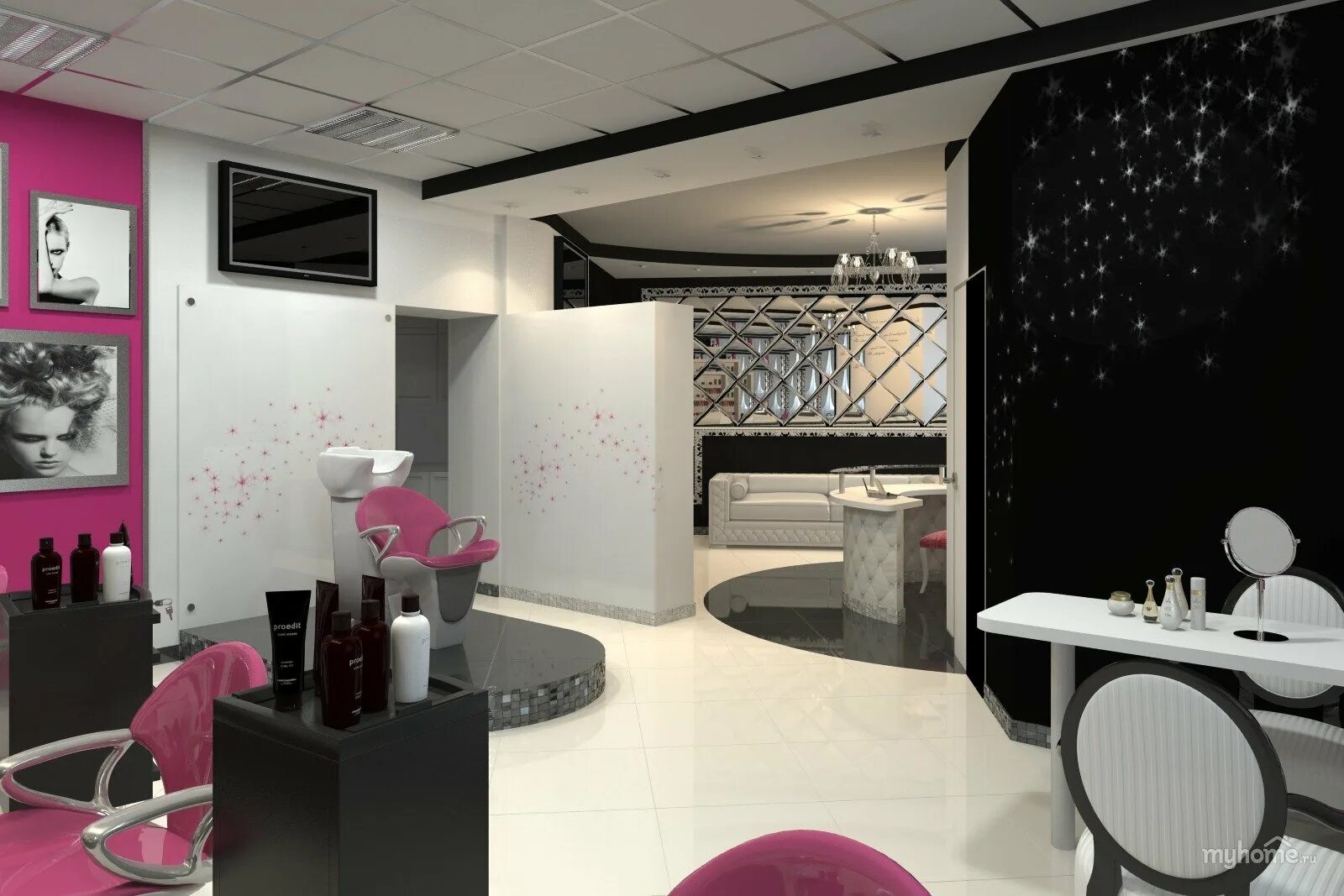 Создание салона красоты. Проект салона красоты. салон красоты в черно розовом цвете. цвета для салона красоты. дизайн проект парикмахерской студии.