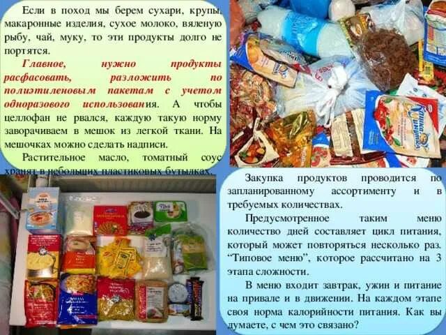 Какие продукты в поход. Набор продуктов для похода. Продукты питания в поход. Еда в поход список. Список товаров походу.