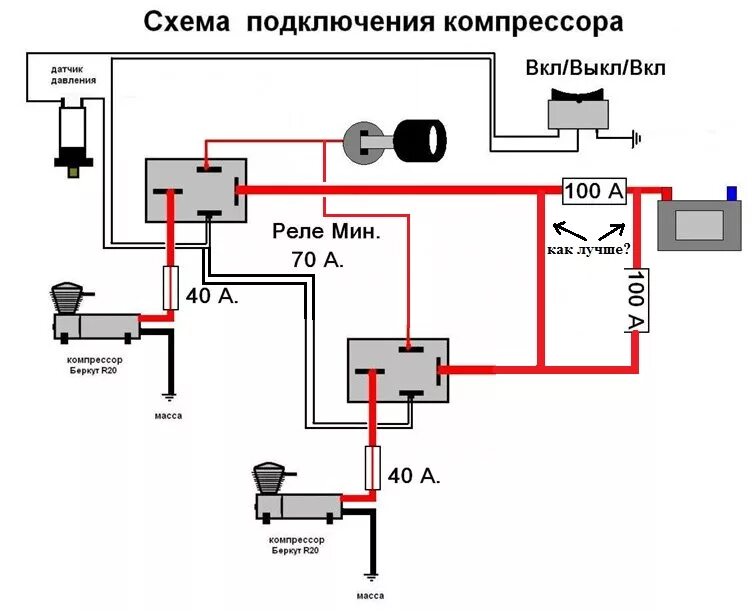 Подключение пневмо. Схема подключения автомобильного компрессора через реле. Схема подключения компрессора пневмоподвески ВАЗ. Реле для компрессора Беркут r20. Схема подключения пневмоподвески 4 контура на приору.