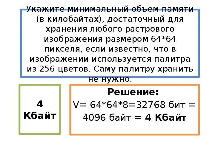 Рассчитайте объем памяти необходимой