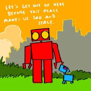 Exploding dog: Robot & Dog ("Let's get out of here before thi...