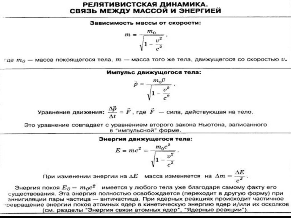 Масса движущейся релятивистской частицы. Теория относительности физика 11 класс формулы. Элементы теории относительности. Элементы теории относительности физика. Теория относительности формула.