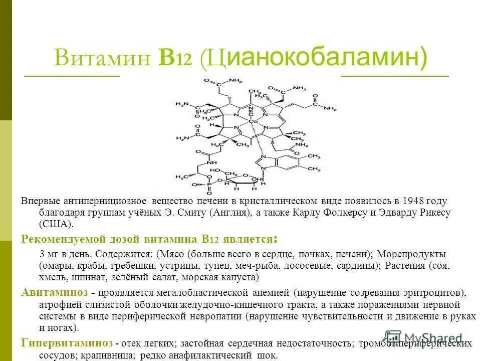 Витамин в 12 для чего нужен организму