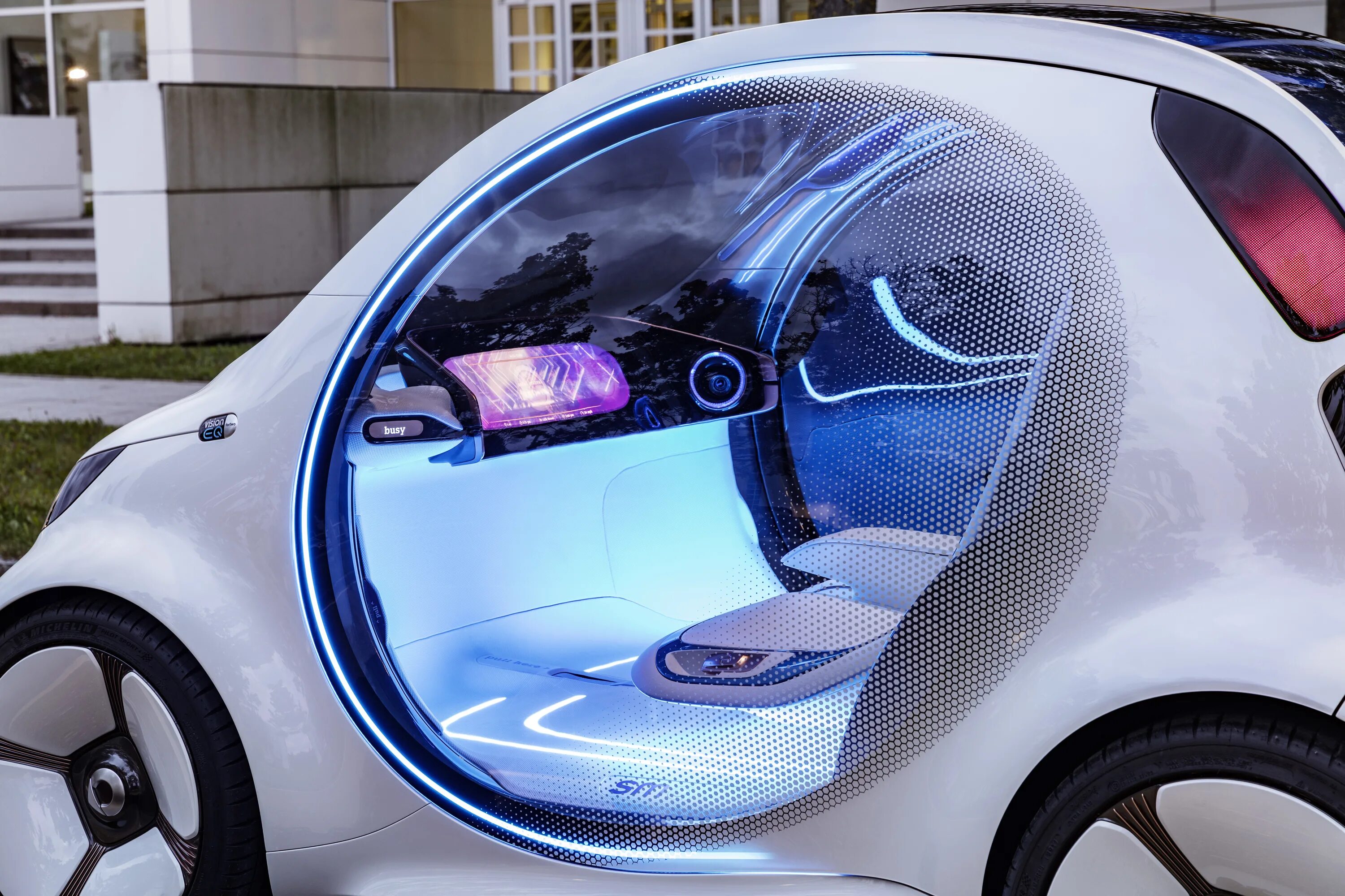 Smart Vision EQ Fortwo. Электрокар Mercedes Vision. Машины будущего. Электромобиль будущего.
