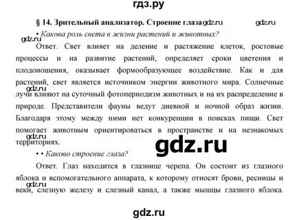 Параграф 15 биология 8 класс кратко