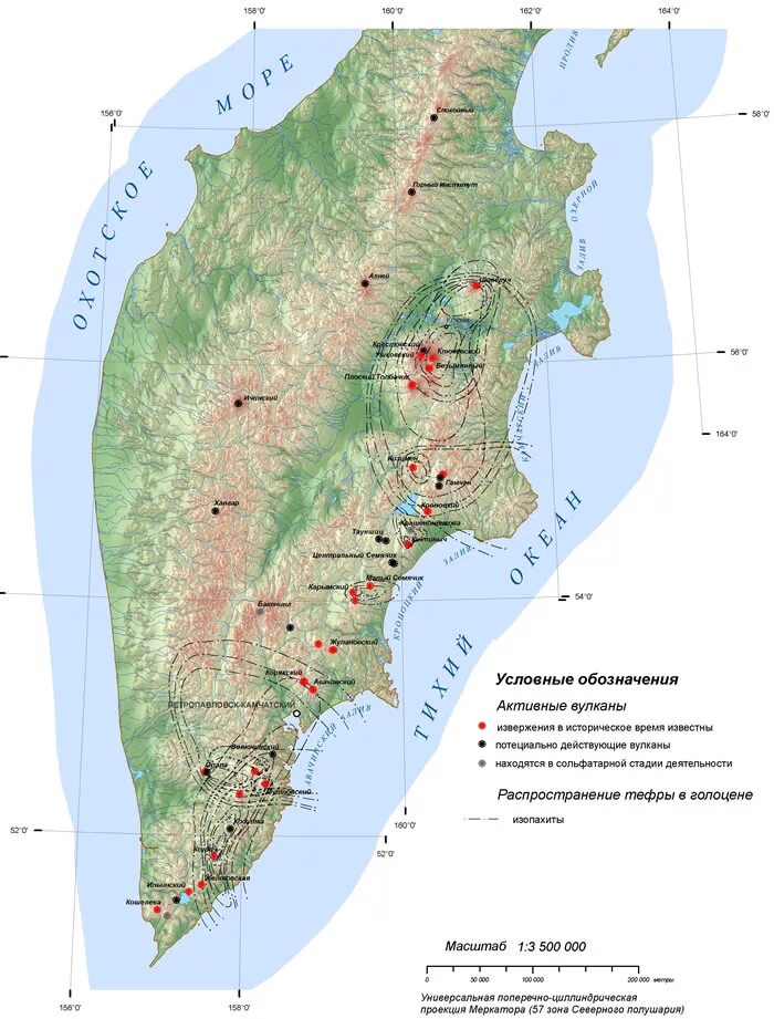 Карта активных вулканов Камчатки. Действующие вулканы Камчатки на карте. Вулканы на полуострове Камчатка на карте. Карта Камчатского края с вулканами. Горы камчатки на карте россии