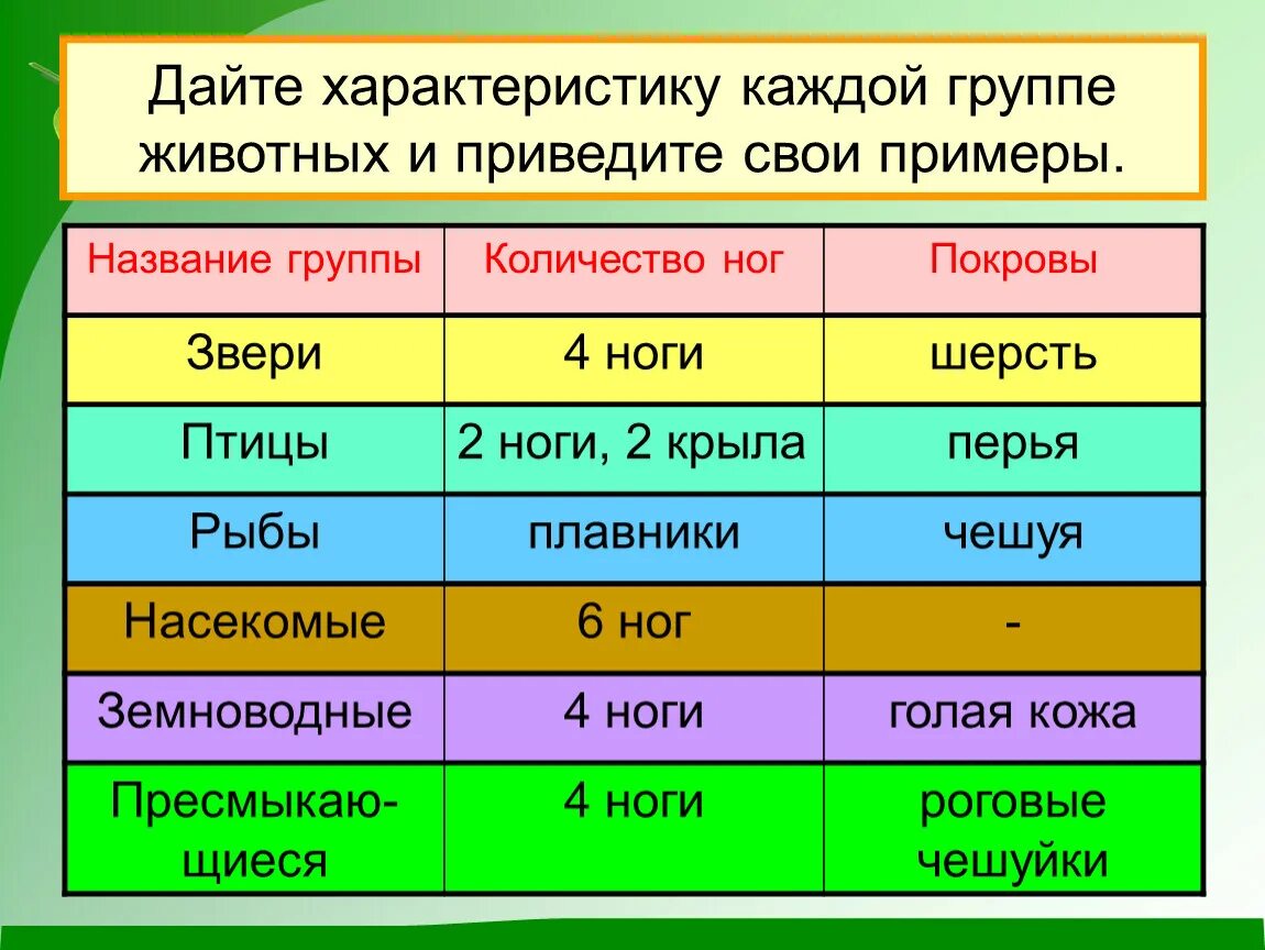 Группы животных таблица. Признаки групп животных. Характеристика каждой группы животных. Группы животных 2 класс. Свойство группы объединенная