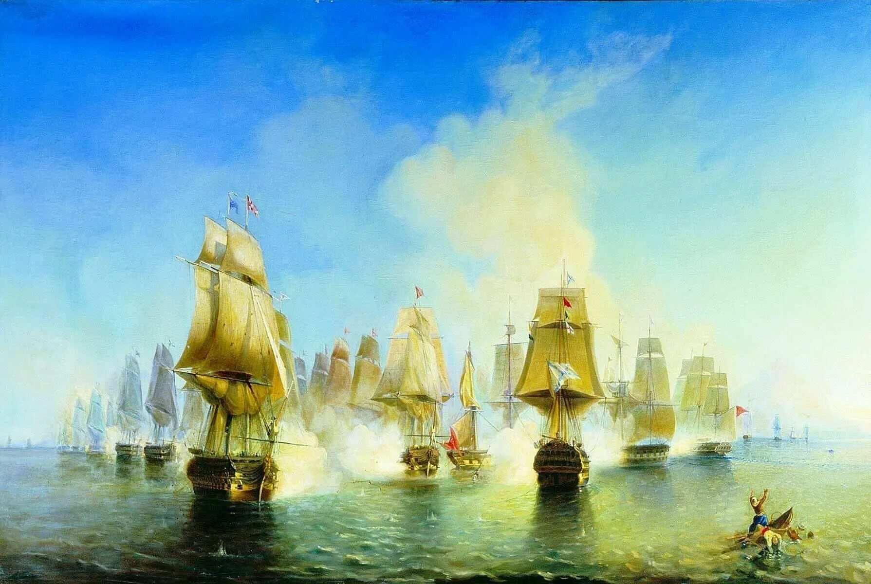Афонское сражение художник. Боголюбов афонское сражение 19 июня 1807 года.
