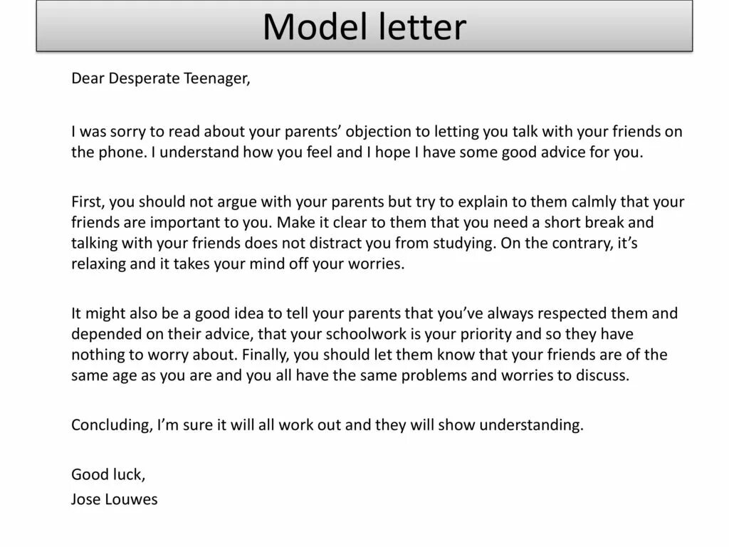 Model letter