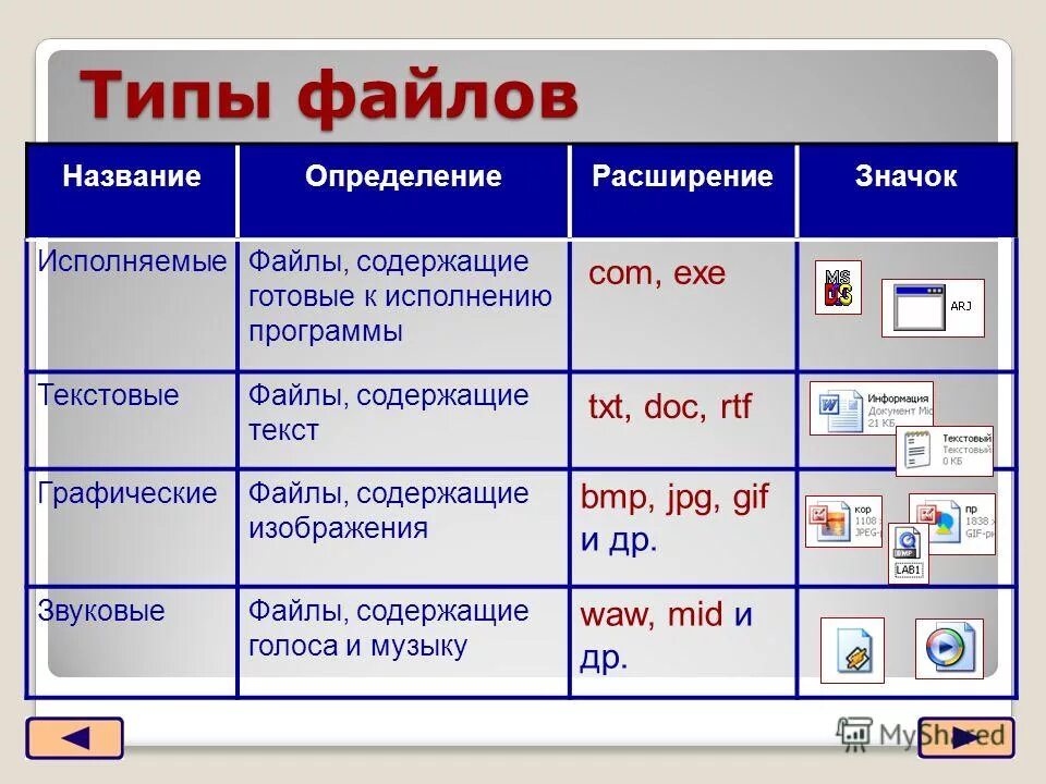 Файл справки расширение. Типы файлов и программы. Название файлов Информатика. Типы программ Информатика. Типы файлов в информатике.