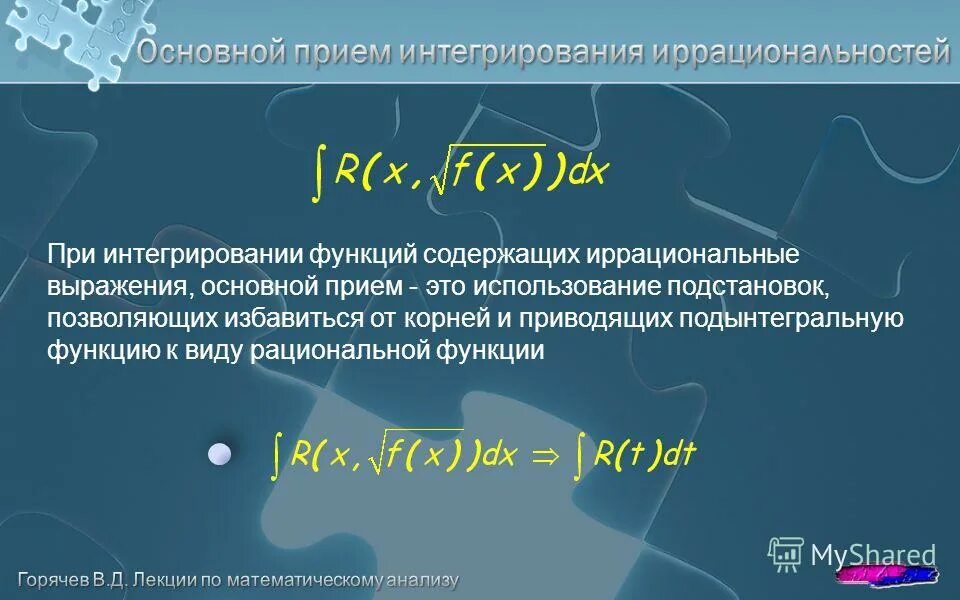 Интегралы иррациональных функций