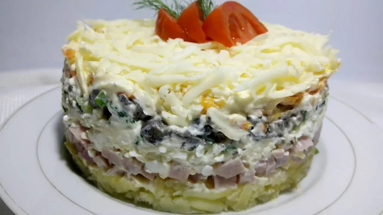 Мужской каприз салат с курицей и грибами