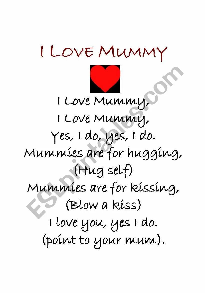 Песня my mummy. Стих i Love you Mummy. Poem for Mummy. I Love English стих. My Mummy poem for Kids.