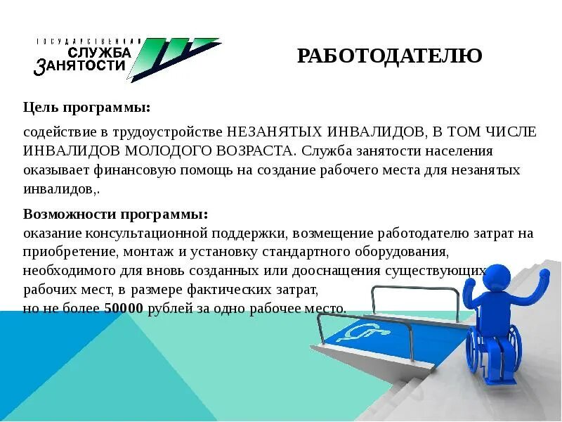 Содействие в трудоустройстве инвалидов. Статья трудоустройство инвалидов. Программы занятости. Программы содействия занятости населения. Мероприятий в рамках реализации цели