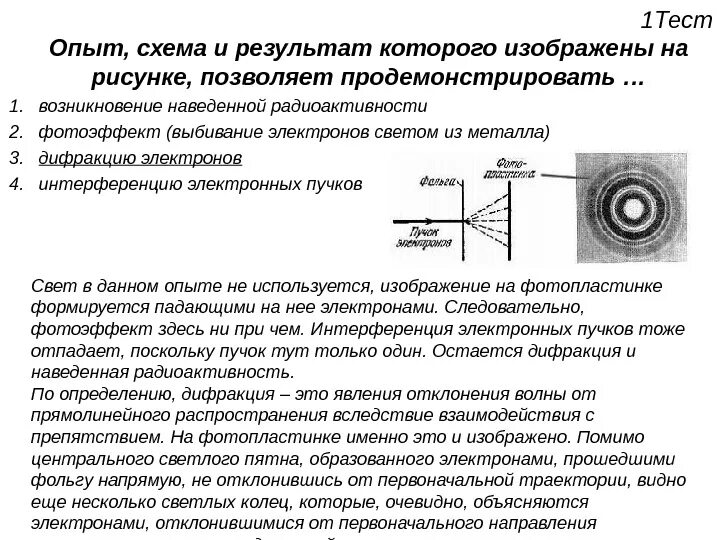 Схема возникновение наведенной радиоактивности. Интерференцию электронных Пучков. Опыты по дифракции и интерференции электронов. Возникновение наведенной радиоактивности. Интерференция и дифракция света 9 класс тест