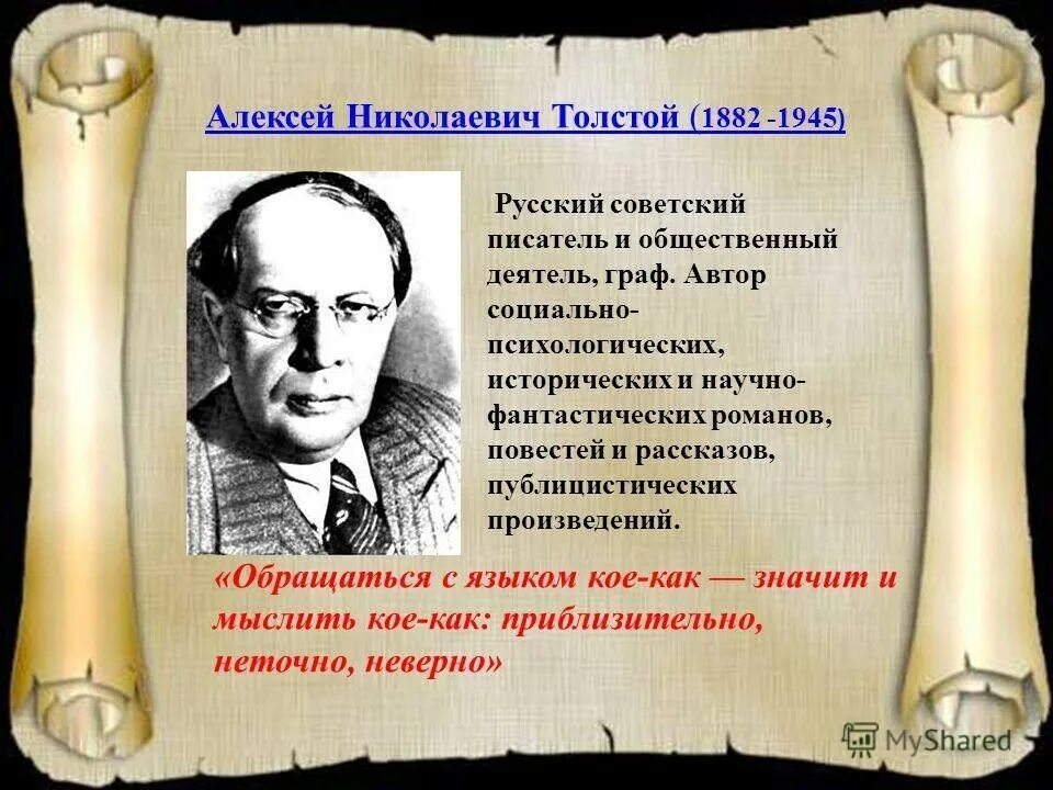 140 Лет Алексея Николаевича Толстого. 140 Лет со дня рождения русского писателя Алексея Николаевича Толстого.