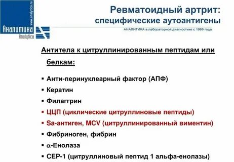 Что такое антитела к циклическому цитруллиновому пептиду
