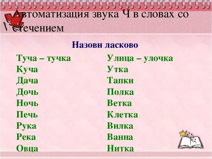 Есть слово ласкательные. Автоматизация звука ч в предложениях. Автоматизация звука ч в словосочетаниях. Автоматизация звука ч в слогах и словах. Автоматизация ч в тексте.