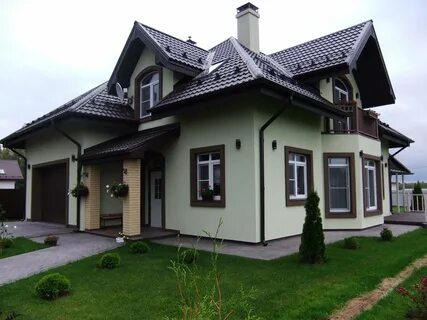 Фото фасадов домов с коричневой крышей