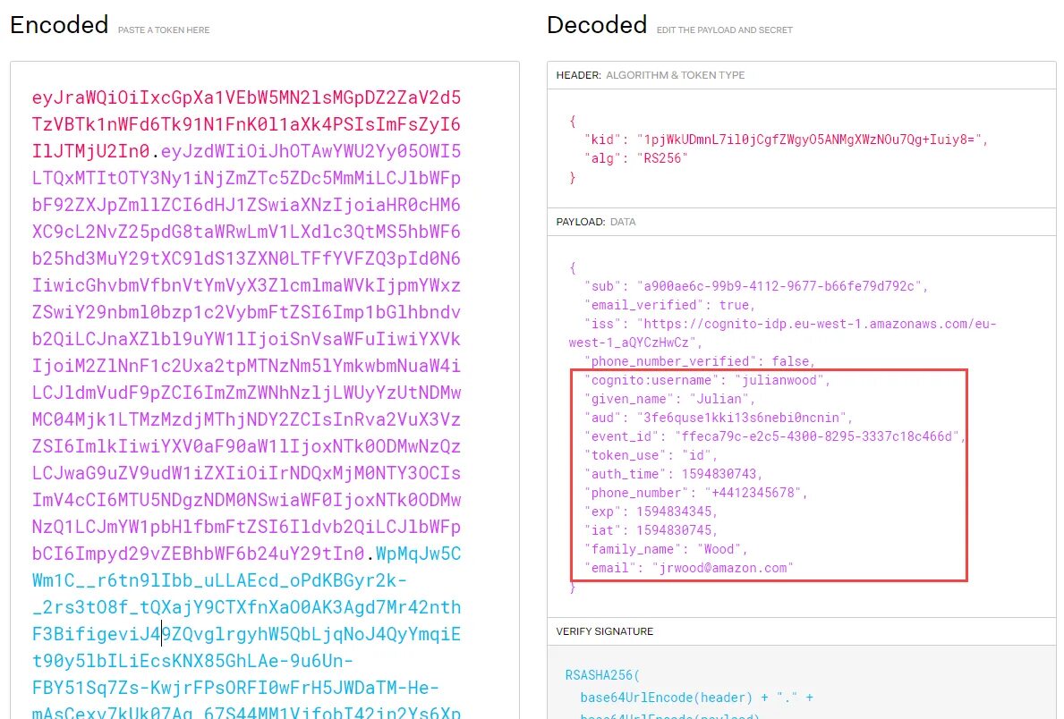Token decode. Token decode
