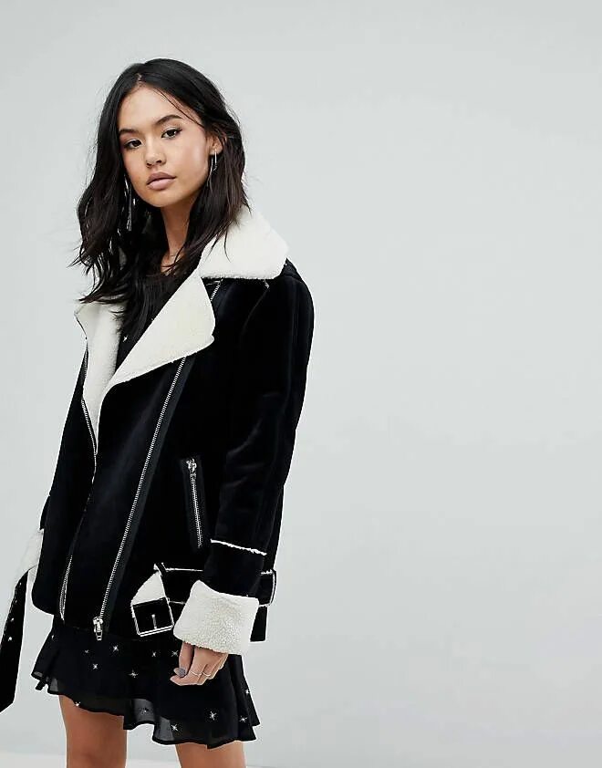 Boohoo Contrast Aviator Jacket - ShopperBoard