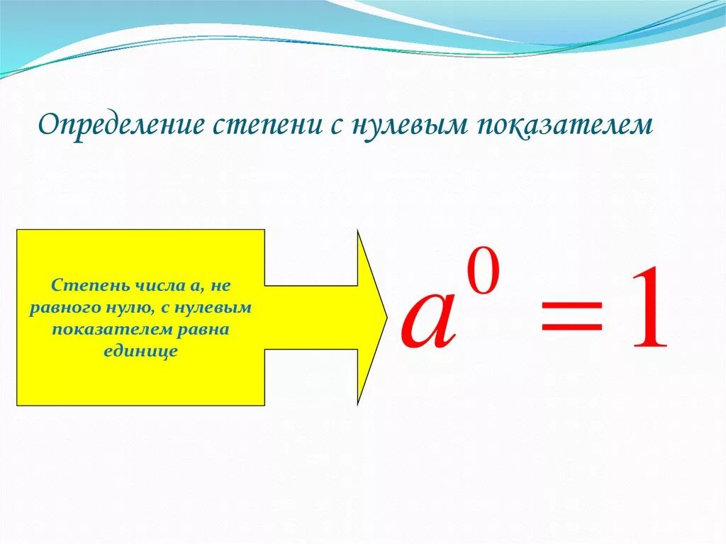 Свойства чисел в нулевой степени. Степень с 0 показателем. Определение степени с показателем 0. Определение степени с нулевым показателем.