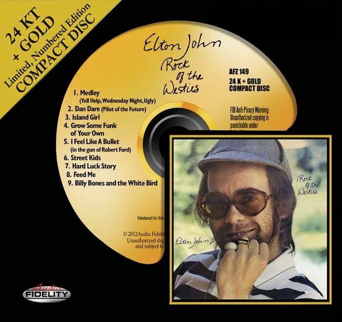 Elton john rock. Elton John Rock of the Westies 1975. Audio Fidelity 24k Gold. Mp3 Elton Jones 1975 Rock Westion. Photo of Cover of Disc of Elton John Rock of the Westies.