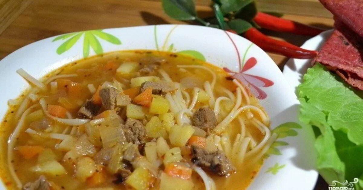 Суп на говяжьем бульоне. Суп на скорую руку. Похлебка на скорую руку. Первые блюда для обеда. Маттон шорба.
