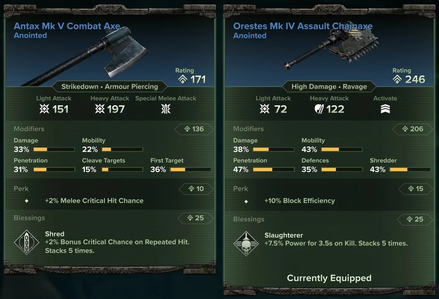 Weapon modifiers. Weapon modifiers