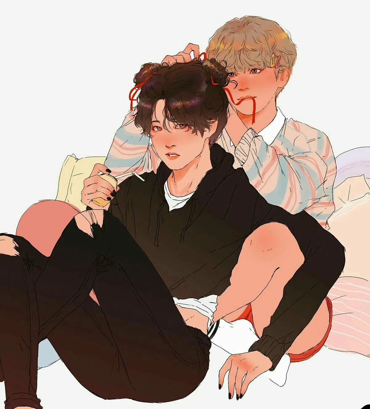 Юнмины флафф. Art BTS Чигуки. BTS Art 18 Вигуки. БТС Vkook Art 18 +. BTS Вигуки арт.