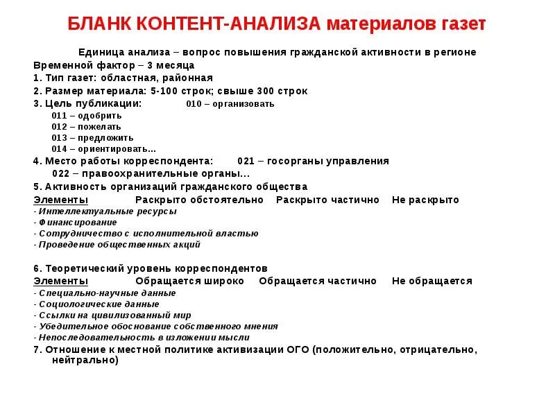 Контент анализ информации. Бланк контент анализа. бланк контент анализа образец. контент анализ пример. протокол (бланк) контент-анализа.