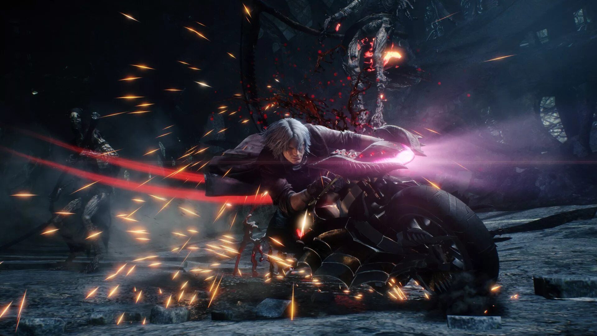 Игра обои 1920х1080. Данте Devil May Cry 5. Данте DMC 5 на мотоцикле. Данте на мотоцикле Devil May Cry 5. Данте на мотоцикле DMC.