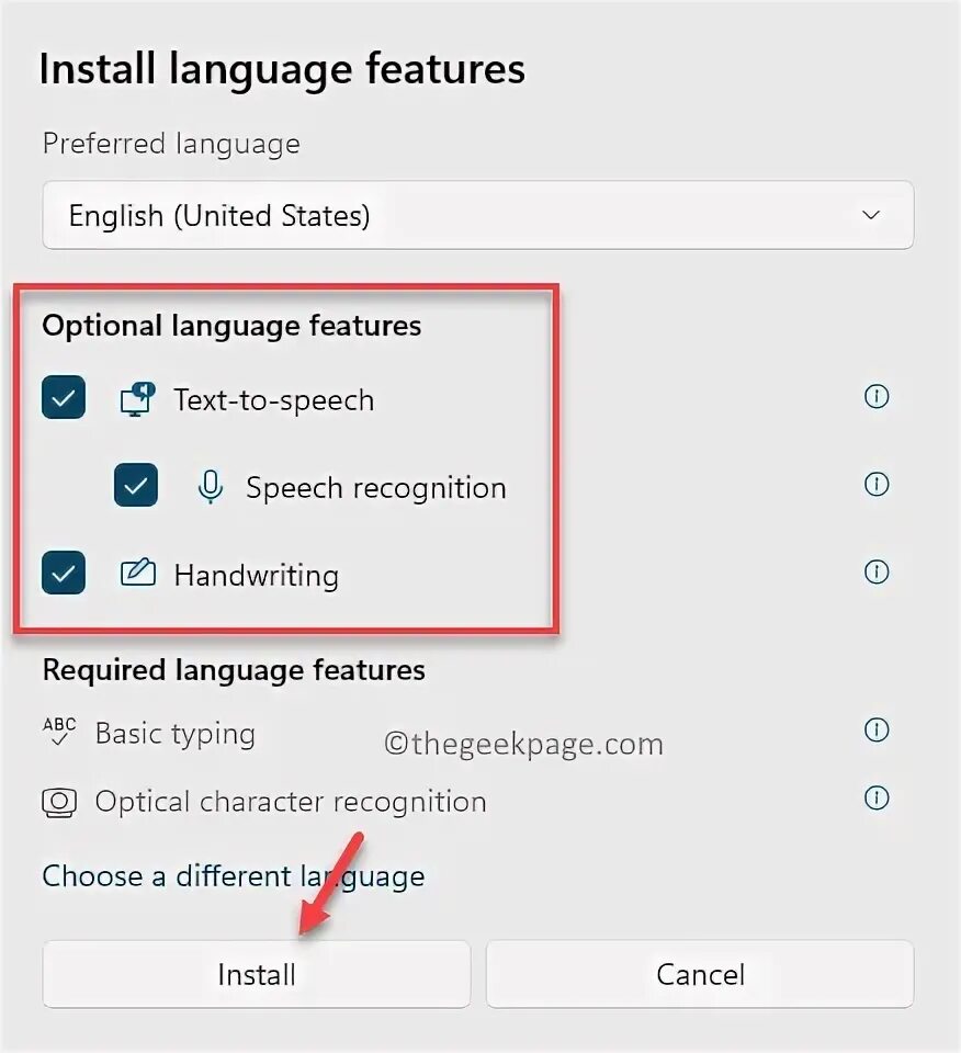Install language