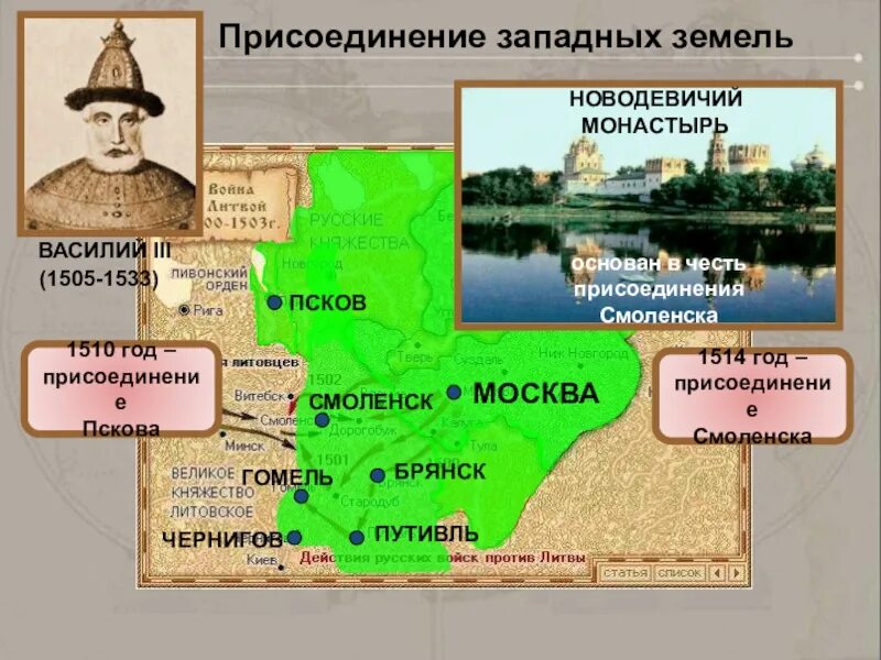 Когда смоленск был присоединен к московскому государству. Присоединение Пскова Василием 3.