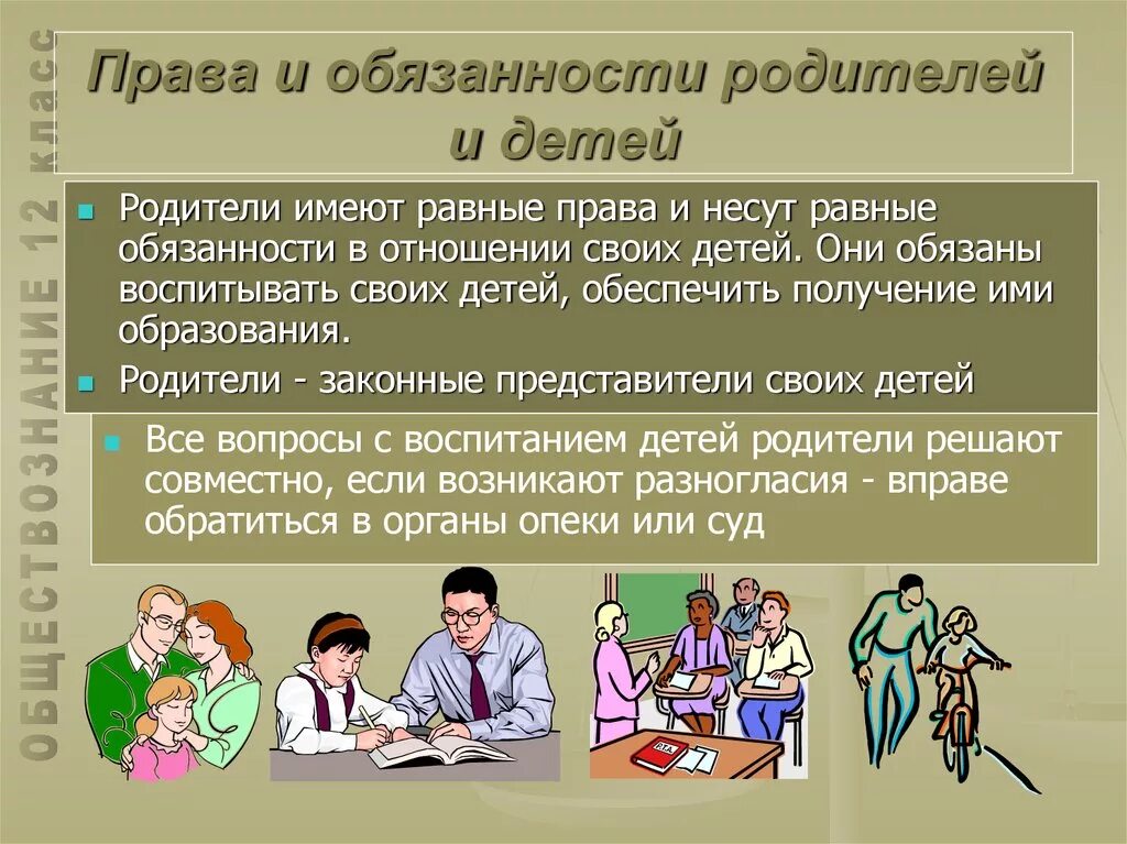 Обязанности родителей и детей в семье. Сообщение на тему семейное право