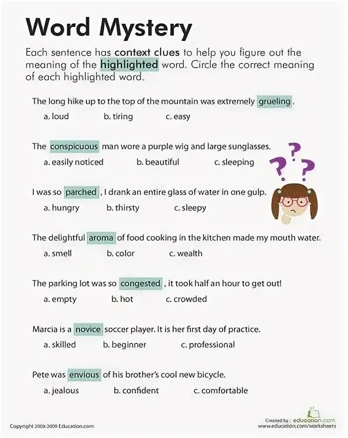 The highlighted words are in the wrong. Word mystery. clue. vocabulary in context. use context clues to guess the meaning of the following words from the text and ответы.