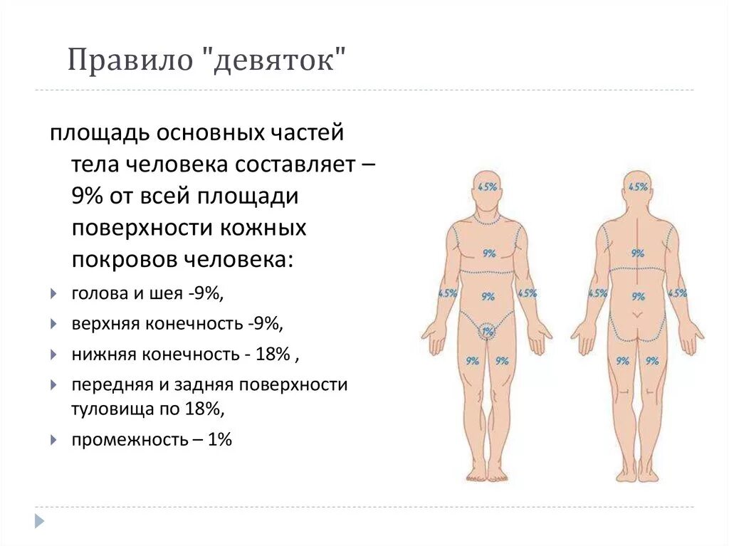 По правилу девяток площадь ожога нижней конечности составляет. Площадь ожога верхней конечности по правилу девяток составляет. Площадь ожога правило девяток. Определение ожоговой площади по правилу девяток. Пл тела