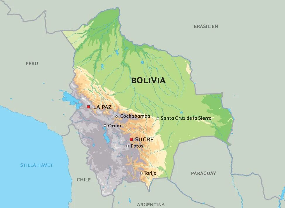 Боливия рельеф карта. Столица Боливии на карте. Государство Боливия на карте. Карта боливии показать
