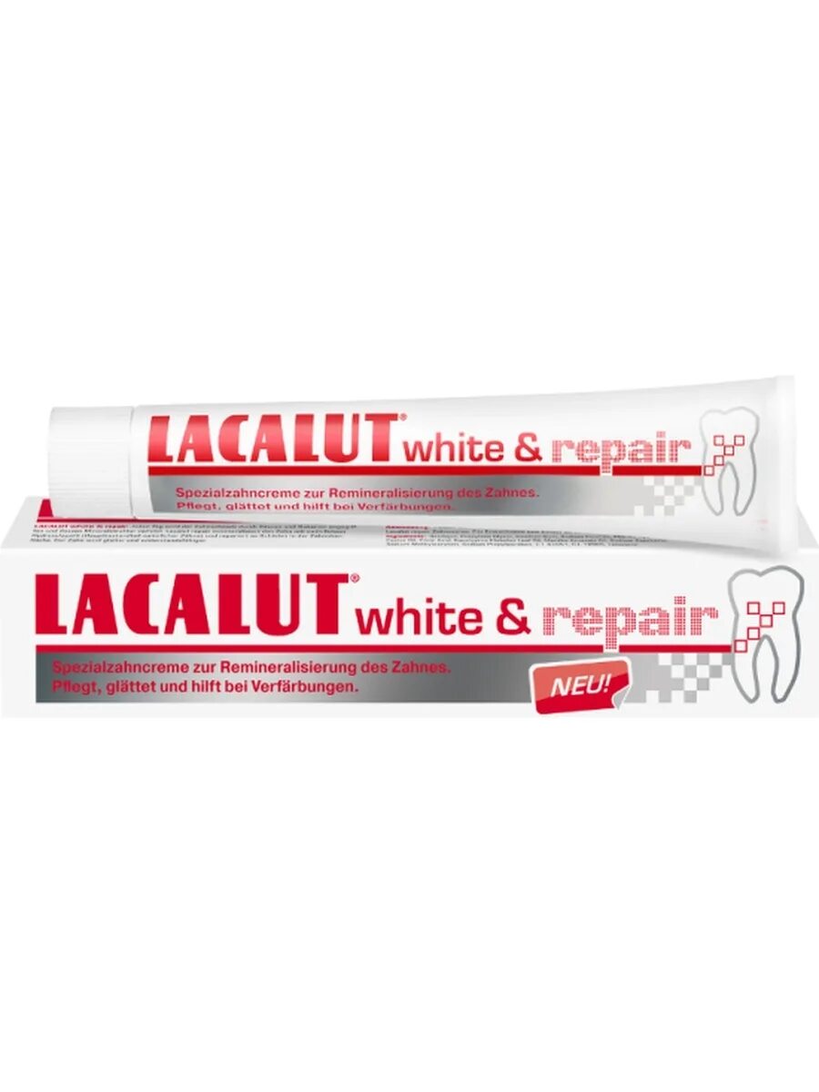 Lacalut white repair. Lacalut White&Repair, зубная паста, 75 мл. Зубная паста лакалют 75мл White and Repair. Лакалют зубная паста Уайт 50мл. Лакалют Вайт энд Репейр зубная паста 65г Dr. Theiss Naturwaren GMBH.