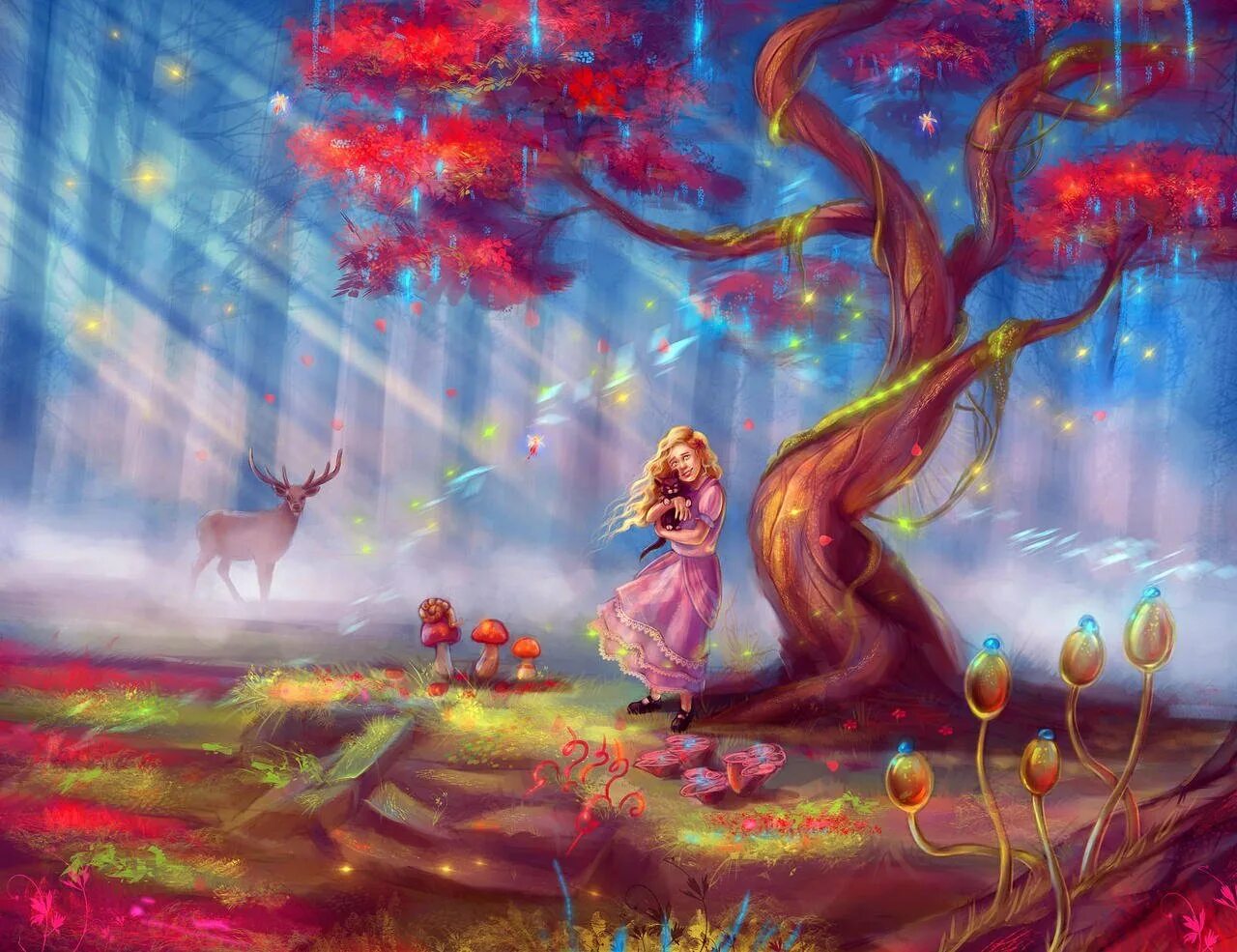 Чудесные картинки. Волшебные картинки. Сказочное волшебство. Волшебство в картинках. Девочка в сказочном лесу.