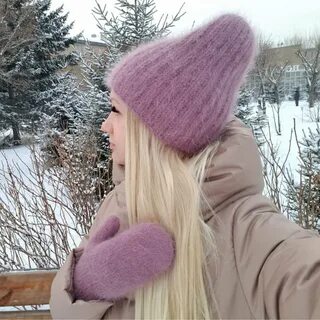 Шапка тыковка спицами из пуха норки