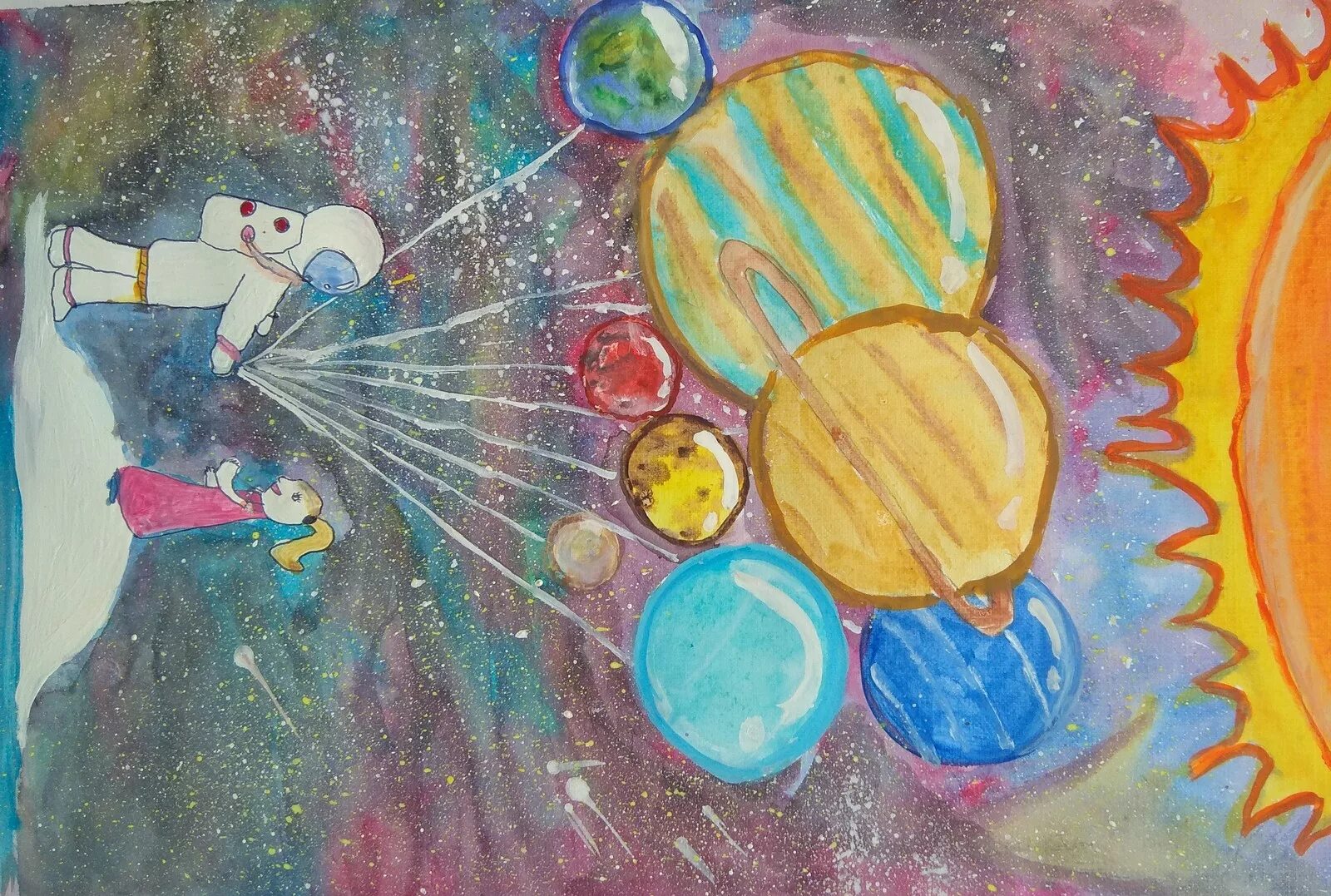 Название работ про космос. Рисунок на космическую тему. Рисунки на тему космос для детей. Детский рисунок на тему космос. Детские рисунки на тему космос.