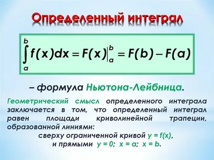 Определенный интеграл используется при нахождении